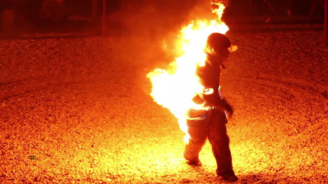 man is burn in fire