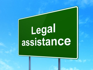 Law concept: Legal Assistance on road sign background