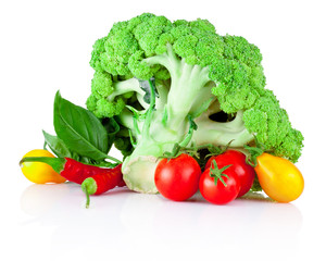 Fresh raw vegetables isolated on white background