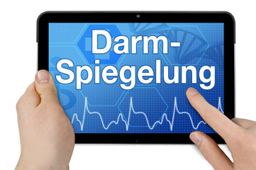 Tablet mit Touchscreen und Interface mit Darmspiegelung