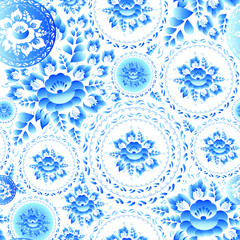 Vintage shabby Chic Seamless ornament pattern with blue flowers