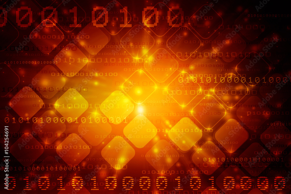 Poster 2d illustration abstract digital binary data on computer screen