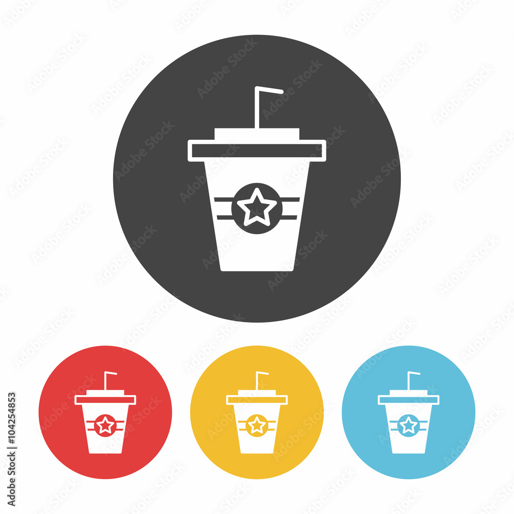 Sticker theater drinks and popcorn icon