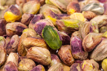 background of fruits of pistachios, close up