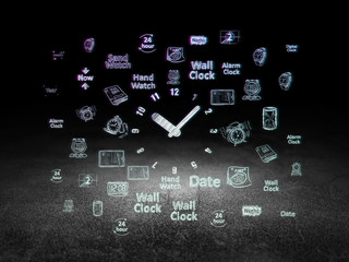 Time concept: Clock in grunge dark room