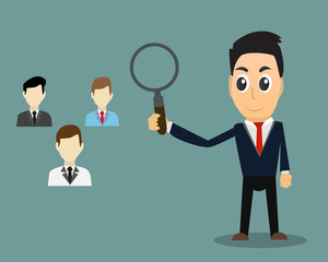 Business man searching employee.