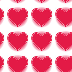 Pink heart seamless pattern on a white background. vector