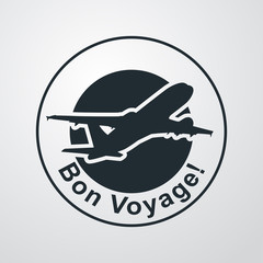 Icono plano Bon Voyage en fondo degradado