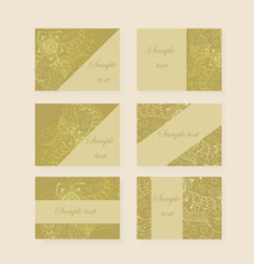 Templates flyer gold. Sample vector flyers, invitations, banners