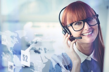 Composite image of attractive hipster woman with headset  - Powered by Adobe