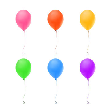 Set of six colorful balloons.