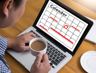 Businessman at work. Close-up top view of man working on laptop