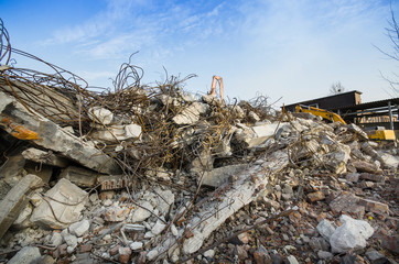 Rubble and scrap after demolition