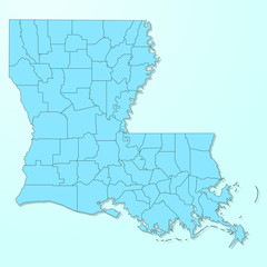Obraz premium Louisiana blue map on degraded background vector