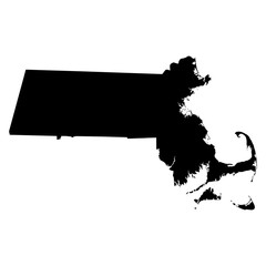 Massachusetts black map on white background vector - obrazy, fototapety, plakaty