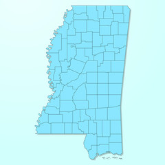Mississippi blue map on degraded background vector
