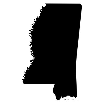 Mississippi black map on white background vector