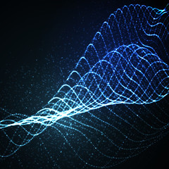 3D illuminated neon digital wave