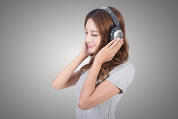 Fototapeta premium Woman enjoy the music