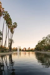 Fotobehang Long exposure view of Los Angeles downtown at night from Echo Park © Allen.G