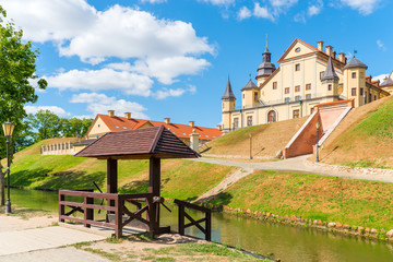 The palace complex in Nesvizh Belarus on the hill