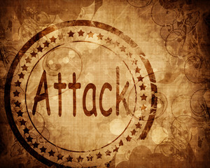 Attack stamp on grunge background