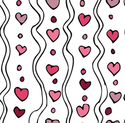 Fototapeten Sich wiederholendes Muster mit Herzformen und Linien © emieldelange