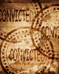 Convicted stamp on a grunge background