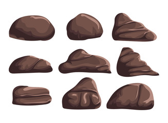 Cartoon brown stones on a white background to create any of the songs funny cartoon for filling your scenes or game interface backgrounds. Vector - 104265000