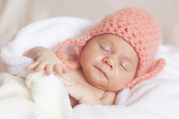 Cute newborn girl sleeping