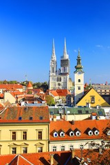 Obraz premium View to the Zagreb roofs and Cathedral