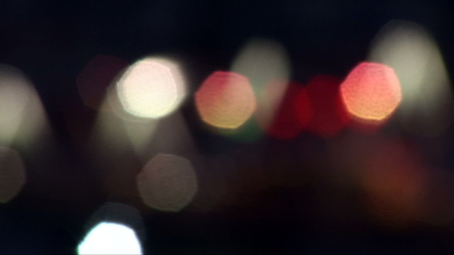 Pull focus from car lights to traffic on Krung Thon Bridge, Bangkok