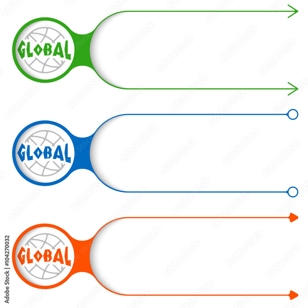 Poster three vector frames for your text and global icon