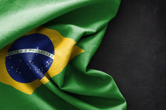 Flag of Brazil on blackboard background
