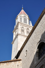 Bell tower of the Catholic cathedral in Trogir, Croatia