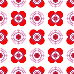 Fototapeten A funny endless pattern ornament with colorful flowers - Template for wallpaper and background - red purple circles © Jyll