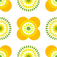 Ein schönes endloses Blumenmuster - Ornament mit bunten Blumen - Vorlage für Tapetenhintergrund und Druck - sonniges Grün © Jyll