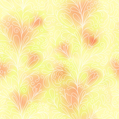 seamless pattern consisting of decorative striped leaves, watercolor