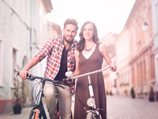 joy cycling in the old town center