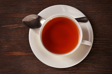 Cup of tea on wooden table