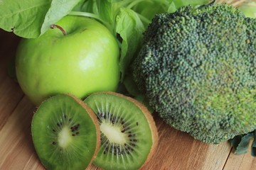 Fototapeta na wymiar mix vegetable juices green