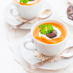 Cream Carrot and Truffle Soup in a Cup