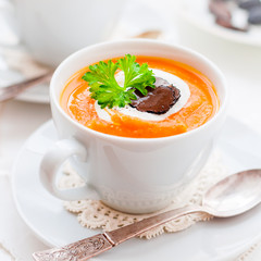 Cream Carrot and Truffle Soup in a Cup