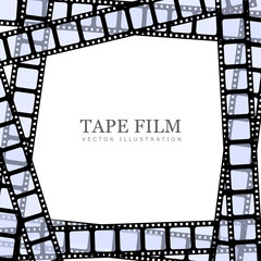 Fototapeta premium Vector realistic illustration of film strip on white background. Template film roll