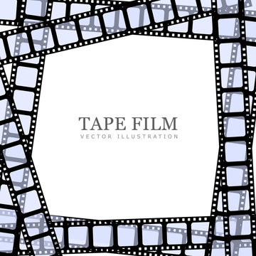 Vector realistic illustration of film strip on white background. Template film roll