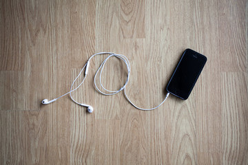 earphones with mobile smartphone