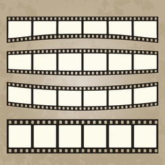 Vector realistic illustration of film strip on white background. Template film roll