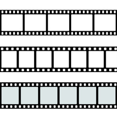 Vector realistic illustration of film strip on white background. Template film roll