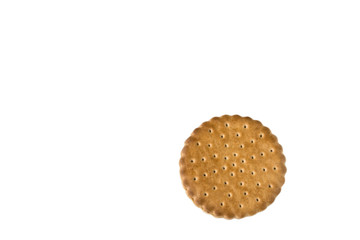 Single biscuit on white background