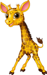 Fototapeta premium Cartoon baby giraffe isolated on white background